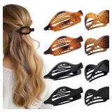 8 Pcs French Flat Hair Clips for Women Matte & Glossy Claw Clips for Thick & Thin Hair No-Slip Hair Claw Strong Hold Styling Barrettes Accessories