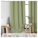 Gwine Blackout Curtains for Living Room 63 Inch Long, Thermal Insulated Window Treatment Black Out Curtains for Bedroom Decor with Rod Pocket, Each 40" Wx63 L, Sage Green, 2PCS