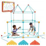 Bzseed Fort Building Kit for Kid DIY Play Tent STEM Construction Toys Fort Builder for Kids Indoor Outdoor Play Creative Gift for 4 5 6 7 8 9 10 11 12 Year Old Boy Girl Christmas Birthday Gift 140Pcs