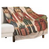 Kumikumi Nutcrackers Presents Throw Blankets Christmas Flannel Blanket Xamas Blankets for Home Bed Sofa Couch 40 50 Inch