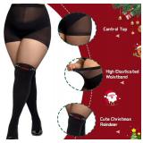 FIVE BOXES - WiliW Christmas Pantyhose for Women Plus Size, Christmas Patterned Tights, High Waist Control Top Sheer Pantyhose