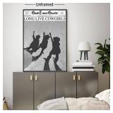 Bwodke Trendy NewsPaper Poster Wall Art Retro Cowgirl Black And White Girly Feminist Preppy Canvas Prints Magazine Pictures Bar and Party Aesthetic Decor Painting Barthroom Bedroom Dorm