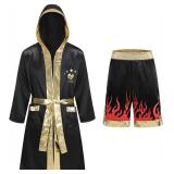 Colorful House Men Satin Boxing Robes Adult Boxing Halloween Costume Robe Boxer Costume Shorts with Belt SIZE L
