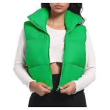 Buauty Cropped Puffer Vest Women Winter Puffy Vest with Pockets Lightweight Stand Collar Zip Up Sleeveless Jacket, XS