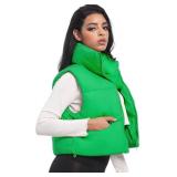 Buauty Cropped Puffer Vest Women Winter Puffy Vest with Pockets Lightweight Stand Collar Zip Up Sleeveless Jacket, XS