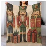 Kumikumi Nutcrackers Presents Throw Blankets Christmas Flannel Blanket Xamas Blankets for Home Bed Sofa Couch 40 50 Inch