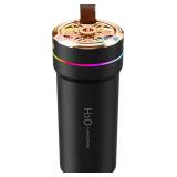 Car Diffuser Humidifier with Night Lights Portable 300mL USB Powered Cool Mist Auto Shut-Off Quiet Perfect for Car Home Office Bedroom (Black)