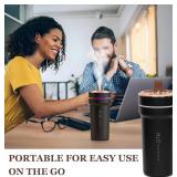 Car Diffuser Humidifier with Night Lights Portable 300mL USB Powered Cool Mist Auto Shut-Off Quiet Perfect for Car Home Office Bedroom (Black)
