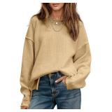Saodimallsu Womens Oversized Crew Neck Sweaters Long Sleeve Slouchy Knit Fall Casual Loose Side Split Pullover Tops SIZE UNKNOWN