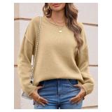 Saodimallsu Womens Oversized Crew Neck Sweaters Long Sleeve Slouchy Knit Fall Casual Loose Side Split Pullover Tops SIZE UNKNOWN