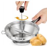 Food Mill Stainless Steel, Rotary Food Mill for Tomato Sauce, Mashed Potatoes, Applesauce, Jams and More, Potato Ricer (Silver)