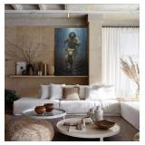Jesus Protecting Lamb Christian Wall Art Framed Canvas Print Religious Decor for Home Living Room Bedroom Faith-Based Inspirational Gift 12x16 inch