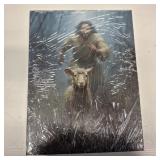 Jesus Protecting Lamb Christian Wall Art Framed Canvas Print Religious Decor for Home Living Room Bedroom Faith-Based Inspirational Gift 12x16 inch