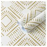 SEVEN ROLLS - Heroad Peel and Stick Wallpaper Boho Wallpaper Beige Orange Geometric Striped Boho Contact Paper Removable Wall Paper Self-Adhesive for Bedroom Cabinets Decoration Thicken Vinyl 17.3" x 