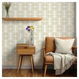 SEVEN ROLLS - Heroad Peel and Stick Wallpaper Boho Wallpaper Beige Orange Geometric Striped Boho Contact Paper Removable Wall Paper Self-Adhesive for Bedroom Cabinets Decoration Thicken Vinyl 17.3" x 
