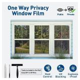 TWO ROLLS - Coavas One Way Privacy Window Film with Tools, Window Tint Adhesive Shatterproof Film for Home, Premium PET Heat Control Daytime Reflective Mirror Coverings, Blue, 17.5 x 78.7 Inch