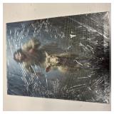 Jesus Protecting Lamb Christian Wall Art Framed Canvas Print Religious Decor for Home Living Room Bedroom Faith-Based Inspirational Gift 12x16 inch