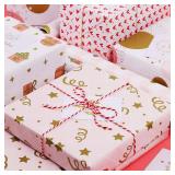 WRAP STORM Premium Pink Girly Gift Wrapping Paper Set of 5 Mini Rolls (17" x 120") - Cute & Girly Wrap for Women, Girls, and Wife, Perfect for Princess Party and Happy Birthday