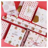 WRAP STORM Premium Pink Girly Gift Wrapping Paper Set of 5 Mini Rolls (17" x 120") - Cute & Girly Wrap for Women, Girls, and Wife, Perfect for Princess Party and Happy Birthday