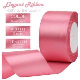 4 Packs! Rose Gold Solid Satin Ribbon 2 Inch 25 Yards Solid Polyester Fabric Ribbon for Gift Wrapping Wedding Christmas Baby Shower Birthday Party Decoration Handmade Immortal Flower Craft