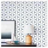 2 ROLLS - of Heroad Wall Paper Peel and Stick Modern Blue Wallpaper Peel and Stick Boho Geometric Blue Contact Paper for Cabinets and Drawers Renter Friendly Self-Adhesive Removable Waterproof 17.7  x
