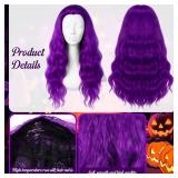 Halloween Witch Cosplay Party Costume Accessories Set Witch Hat Hair Wig Shoe Covers Nose Chin for Adult