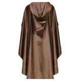 Adult Medieval Renaissance Hooded Cloak Women Men Short Steampunk Goth Cape with Hood Irregular Brown Ponchos Halloween Witch Cosplay Costume 35.4IN