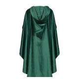 Adult Medieval Renaissance Hooded Cloak Women Men Short Steampunk Goth Cape with Hood Irregular Green Ponchos Halloween Witch Cosplay Costume 35.4IN