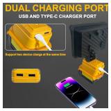 Cordless LED Work Light for 20V Battery, 60W 4500ML LED Wide Beam Flood Light with USB and Type C Charging Port Light for Emergency, Workshop, Garage.(No Battery) (60 Kilowatt Hours)