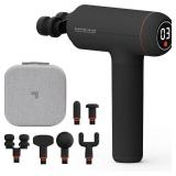Sharper Image Deep Tissue Percussion Massage Gun, Powerboost MAX Rechargeable Handheld Massager, 7 Adjustable Speeds, 6 Attachment Heads & Carrying Case, Full Body Muscle Pain Relief, Black