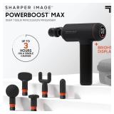 Sharper Image Deep Tissue Percussion Massage Gun, Powerboost MAX Rechargeable Handheld Massager, 7 Adjustable Speeds, 6 Attachment Heads & Carrying Case, Full Body Muscle Pain Relief, Black