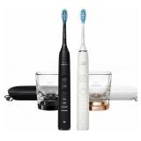 PHILIPS Battery Powered Sonicare Diamond Clean Rechargeable Toothbrush for Complete Oral Care 2-Pack Handles  Black