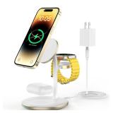 3 in 1 Wireless Charging Station for Apple Devices, Fast Wireless Mag-Safe Charger Stand with 20W Adapter for iPhone  - Retail: $40