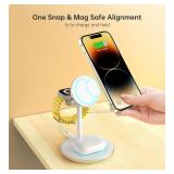 3 in 1 Wireless Charging Station for Apple Devices, Fast Wireless Mag-Safe Charger Stand with 20W Adapter for iPhone  - Retail: $40
