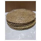 Round Woven Placemats Set of 6, Natural Water Hyacinth Place mats, 12 inch Rattan Placemats Wicker Placemats Farmhouse Boho Braided Heat Resistant Outdoor Placemat Patio Table Place Mats - Retail: $20