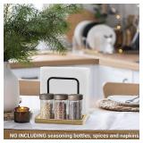 Napkin Holder for Table Farmhouse Black Wooden Napkin Dispenser Rustic Paper Napkin Storage for Kitchen Dining Room Coffee Bar (Salt and Pepper Shakers not Included) (Nature) - Retail: $13
