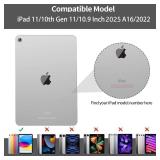 iPad 11/10th Gen Case with Keyboard 11/10.9 inch 2025 A16/2022, Detachable Wireless Bluetooth Keyboard Case Thin & Light with Built-in Left Side Pencil Holder, White Square Keycaps (Gray) - Retail: $2