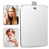 Shatterproof Shower Mirror Fogless for Shaving(2 Pack, Larger 10.7x8 inch) 43% Than Original, Unbreakable Deluxe Plexiglass Makeup Mirror, Largest Bathroom Wall Hanging, Portable Handheld Camping, Sil