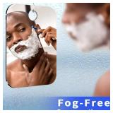 Shatterproof Shower Mirror Fogless for Shaving(2 Pack, Larger 10.7x8 inch) 43% Than Original, Unbreakable Deluxe Plexiglass Makeup Mirror, Largest Bathroom Wall Hanging, Portable Handheld Camping, Sil