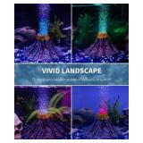 Aquarium Volcano Ornament Kit Realistic Resin Volcanic Decoration with Air Stone Bubbler Colorful LED Light Decor for Fish Tank Landscape Addition and Oxygenation - Retail: $16