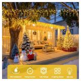 38.8FT Icicle Lights for Outside, 400 LED Icicle Christmas Lights Outdoor Indoor Plug in, Warm White String Lights for Christmas House Patio Party Fireplace Holiday Decorations - Retail: $30