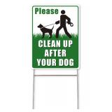 Mr. Pen- No Dog Poop Signs for Yard, 12 x 9", Double Sided Clean Up After Your Dog Signs with H-Stake Stand, Waterproof and Easy to Install - Retail: $6"