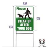 Mr. Pen- No Dog Poop Signs for Yard, 12 x 9", Double Sided Clean Up After Your Dog Signs with H-Stake Stand, Waterproof and Easy to Install - Retail: $6"