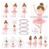 Ballet Party Favors for Women, Polymer Clay Beaded Dance Bracelet Card Gift Bags Ballet Birthday Gifts Ballerina Gifts for Dance Party(36 Sets)