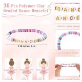 Ballet Party Favors for Women, Polymer Clay Beaded Dance Bracelet Card Gift Bags Ballet Birthday Gifts Ballerina Gifts for Dance Party(36 Sets)