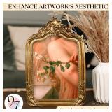 97 Decor 5x7 Vintage Picture Frame - Elegant Antique Frames 5x7 With Glass Front, Fancy Ornate Gold Frame 5 X 7 For Tabletop And Wall Mounting, Victorian Photo Frames For Walls Hanging - Retail: $20