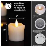 Flameless Votive Candles with Timer, 2 x 2" Real Wax, 400+Hour Realistic Black Wick Battery Operated Candles, Set of 6 for Wedding, Party and Holiday Decoration (Battery Included) - Retail: $19"