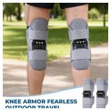 Knee Brace, Spring-driven knee support - Enhances joint assistance during stair climbing, squats, and daily activities - Ergonomic patella support with adjustable straps(Gray 1PCS - Retail: $14