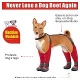 Dog Suspender Boots, Tall Dog Boots Anti-Slip & Fall Waterproof Shoes Leggings, Adjustable Suspender Boots for Winter Snow Rain Hiking Paws Protector (Red, 1) - Retail: $38