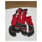 Dog Suspender Boots, Tall Dog Boots Anti-Slip & Fall Waterproof Shoes Leggings, Adjustable Suspender Boots for Winter Snow Rain Hiking Paws Protector (Red, 1) - Retail: $38